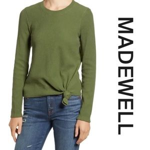 Madewell Texture & Thread Jacquard Knot-Front Top in Green Size Small NWT